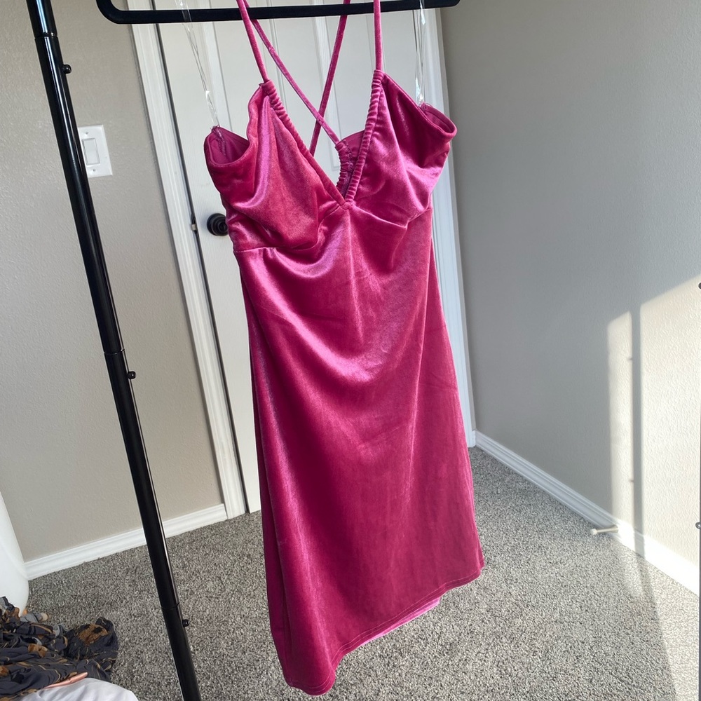 Pink velvet dress